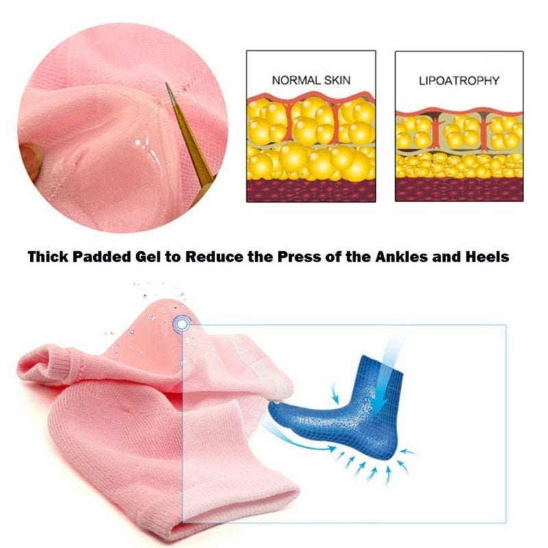Built-in moisturizing gel in heel of socks