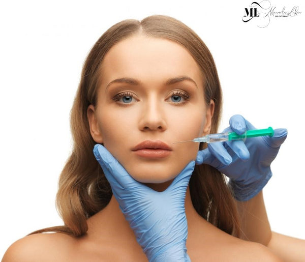 Woman getting dermal fillers on the upper lip - ML Delicate Beauty